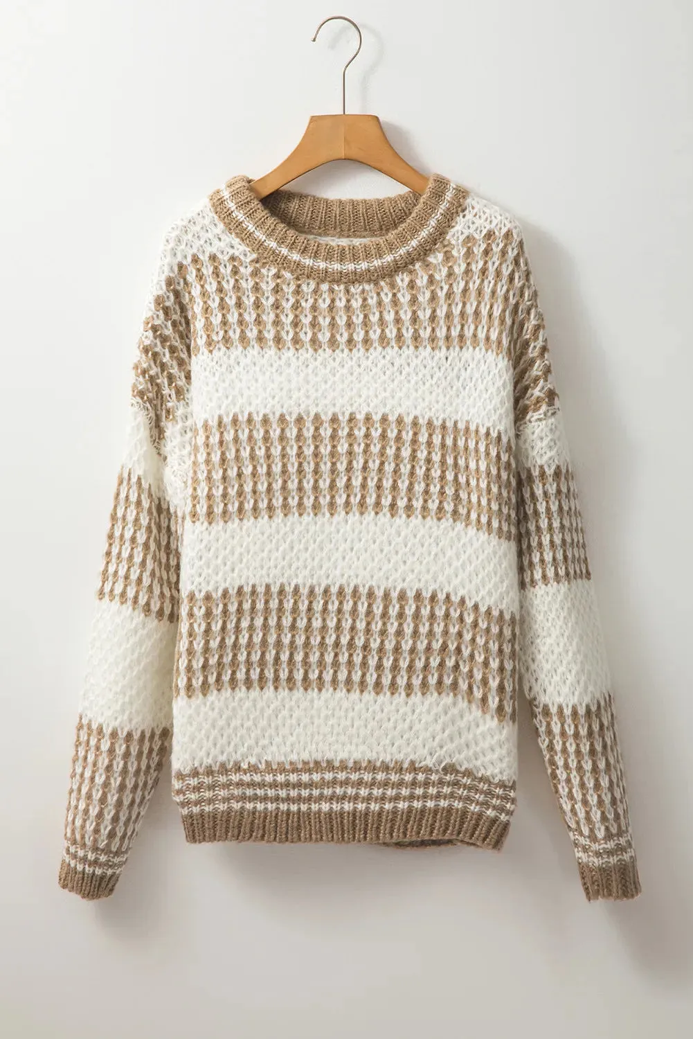 Angelica Color Block Round Neck Dropped Shoulder Sweater