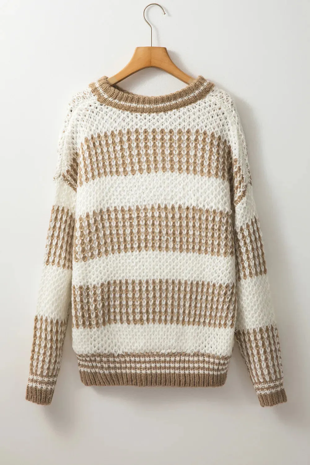 Angelica Color Block Round Neck Dropped Shoulder Sweater