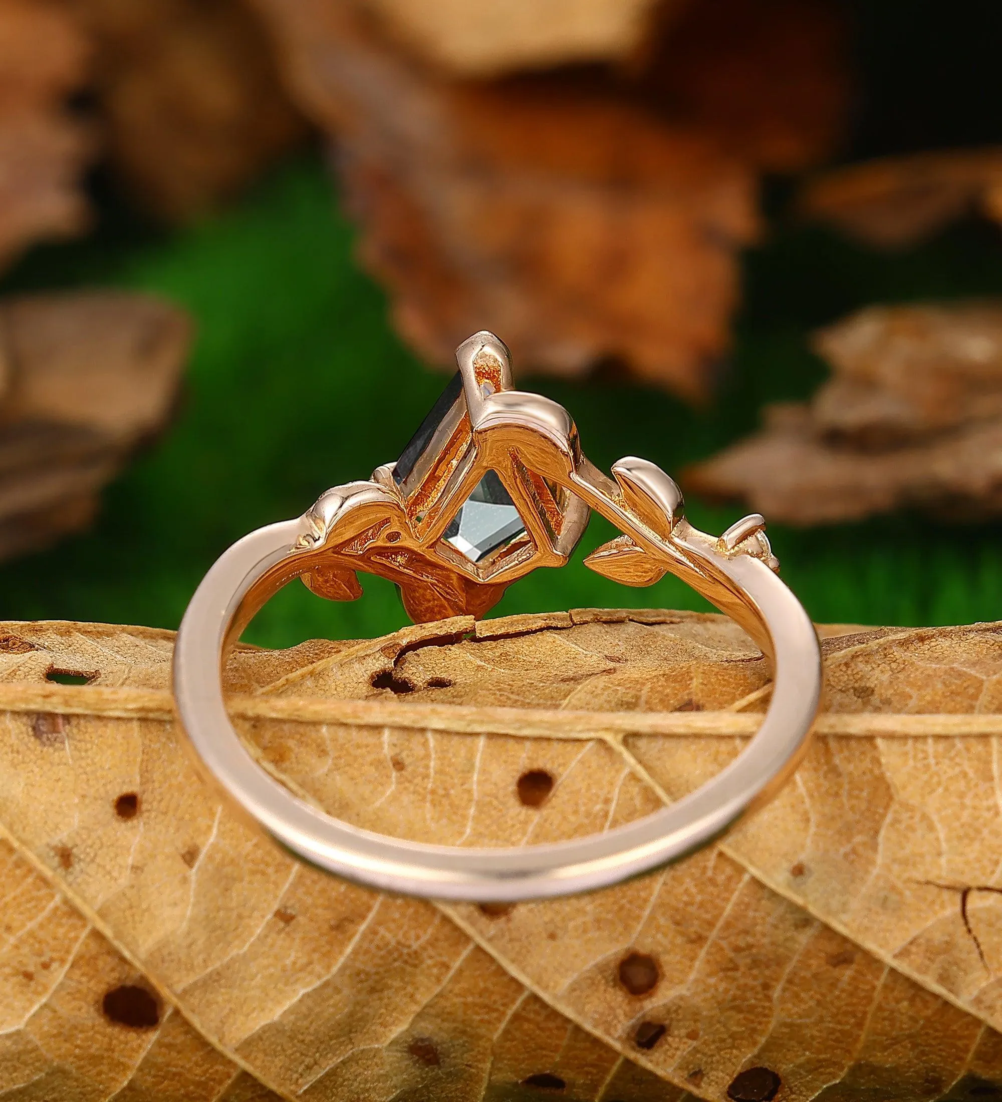 Antique Kite Shaped 1.35CT Alexandrite Engagement Ring Nature Inspired Wedding Promise Ring
