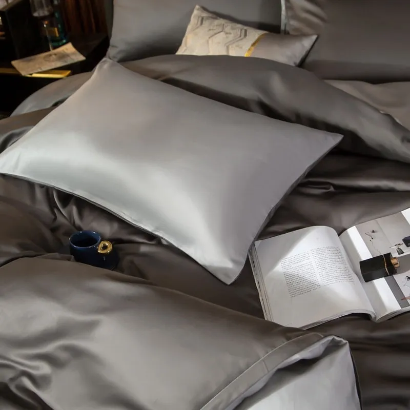 Anyhouz Duvet Comforter Set King Deep Grey/ Light Grey Egyptian Cotton Thick Blanket Bedspread 6 Pcs Bed Set