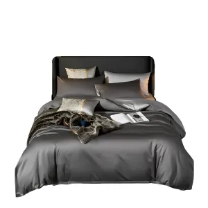 Anyhouz Duvet Comforter Set King Deep Grey/ Light Grey Egyptian Cotton Thick Blanket Bedspread 6 Pcs Bed Set