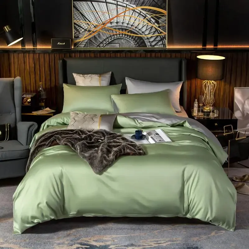 Anyhouz Duvet Comforter Set King Deep Grey/ Light Grey Egyptian Cotton Thick Blanket Bedspread 6 Pcs Bed Set