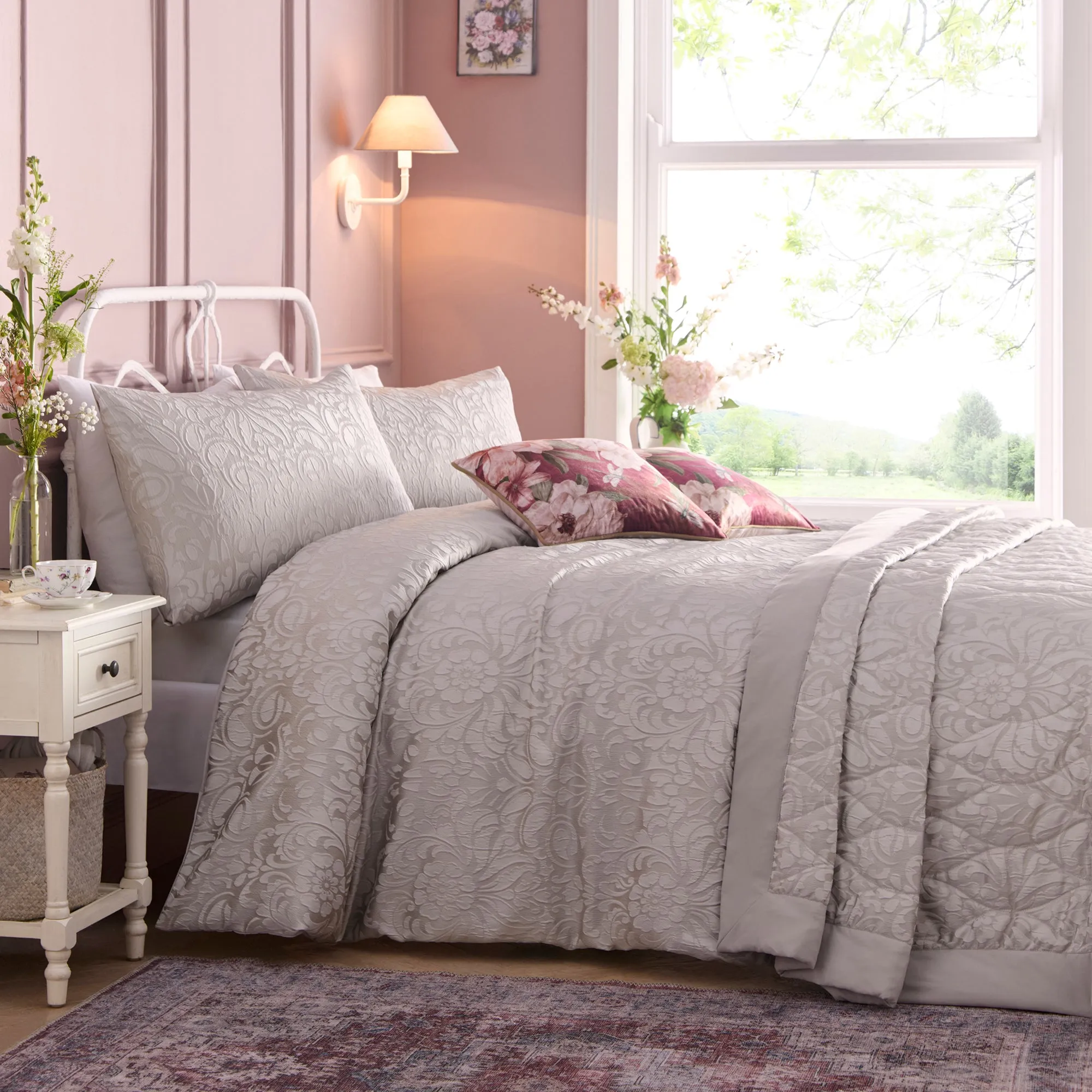 Appletree Heritage Worcester Duvet Cover Set - Silver