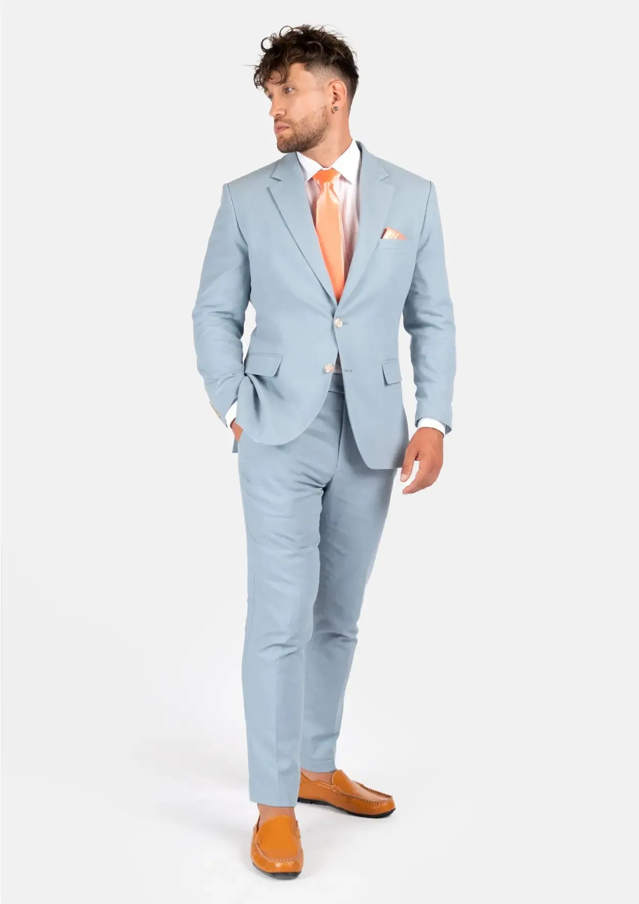 Astor Maya Blue Linen Blend Suit