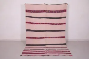 Authentic Moroccan Handwoven Rug – Pink & Striped Patterns | 5.7 FT X 8.8 FT