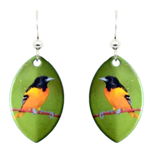 Baltimore Oriole Leaf Earrings, Sterling Silver Earwires, Item# 1041