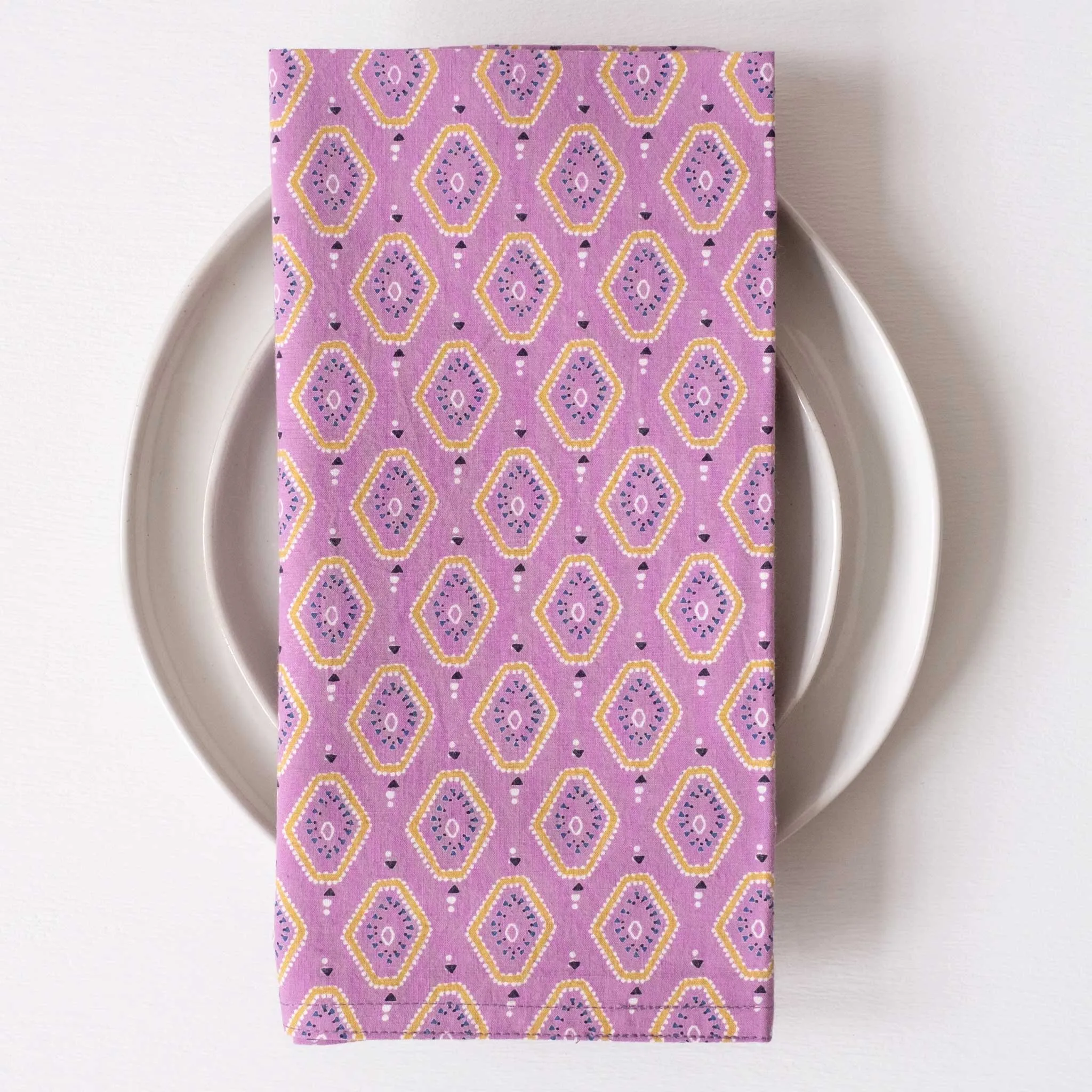 Beni Orchid Block Printed Napkins - set of 4