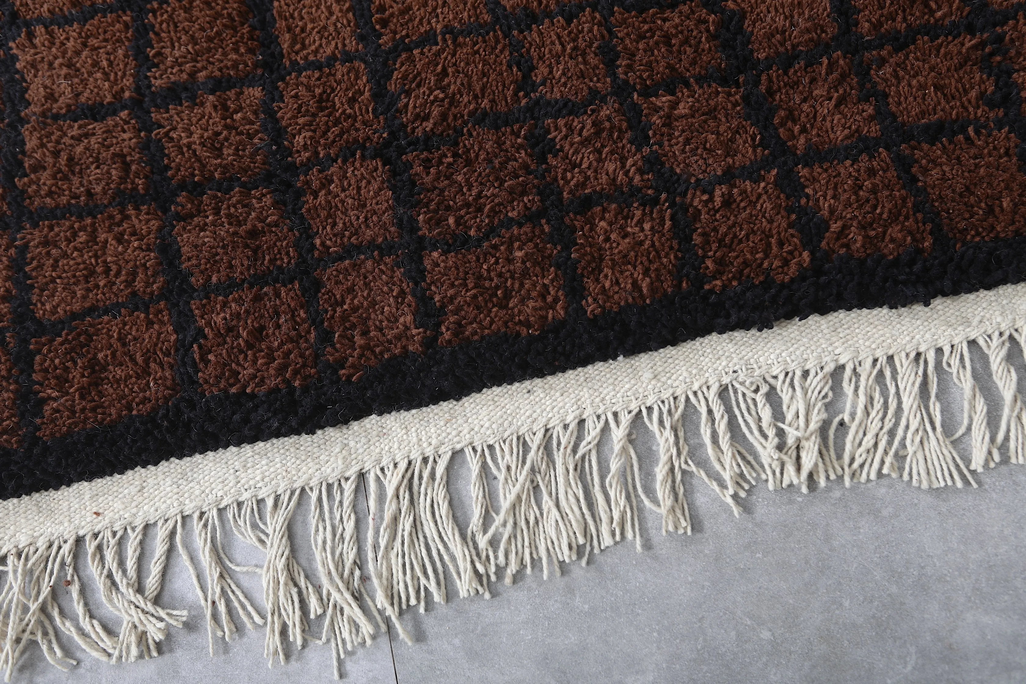 Berber rug - Moroccan Dark Brown rug - Wool Dark Brown rug