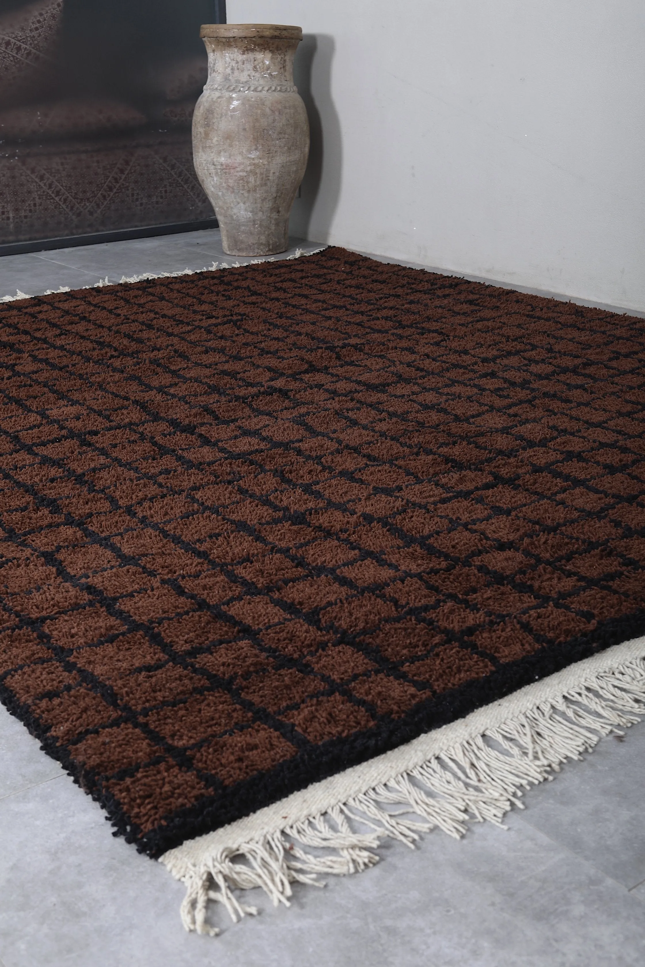 Berber rug - Moroccan Dark Brown rug - Wool Dark Brown rug