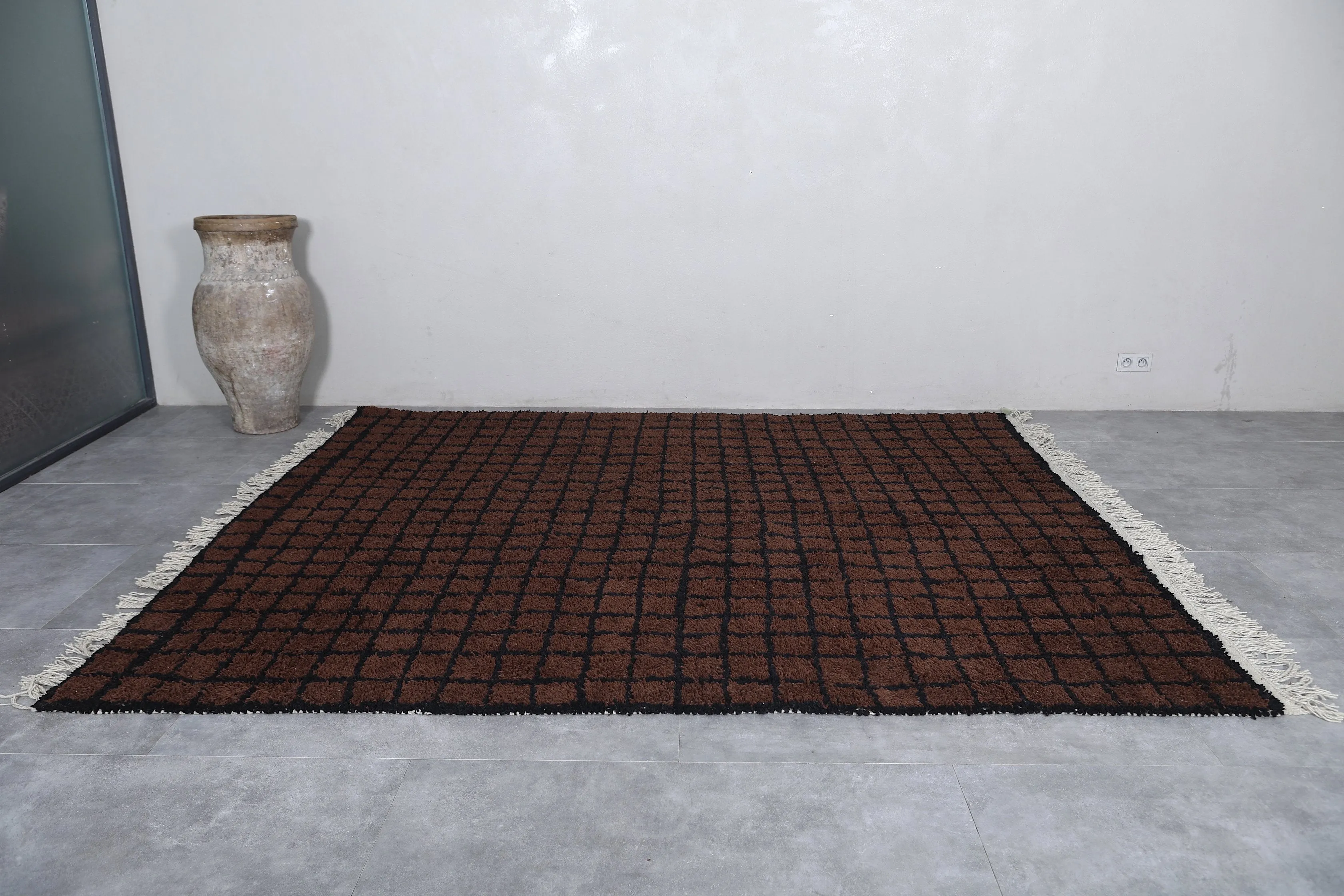 Berber rug - Moroccan Dark Brown rug - Wool Dark Brown rug