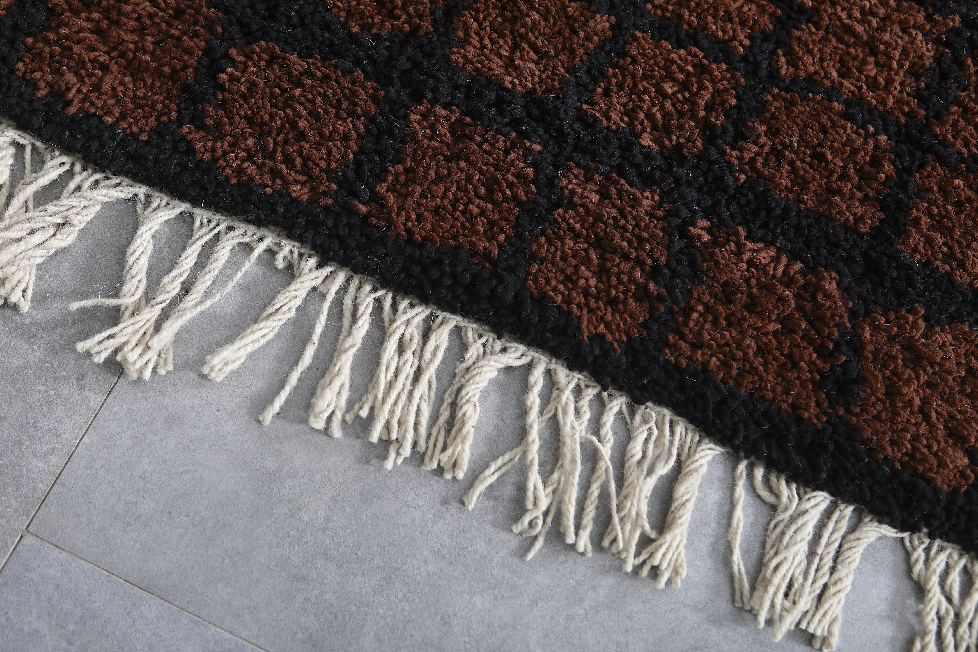 Berber rug - Moroccan Dark Brown rug - Wool Dark Brown rug