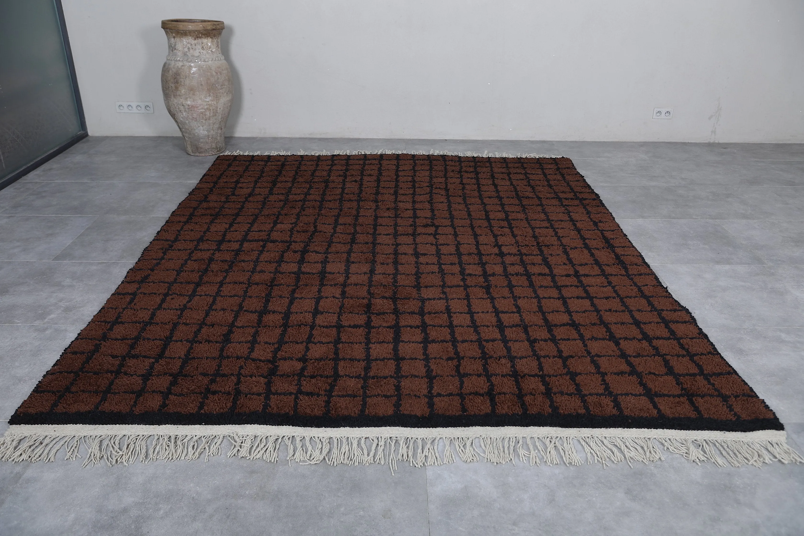 Berber rug - Moroccan Dark Brown rug - Wool Dark Brown rug