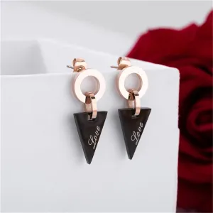 Black & 18K Rose Gold-Plated 'Love' Triangle Drop Earrings