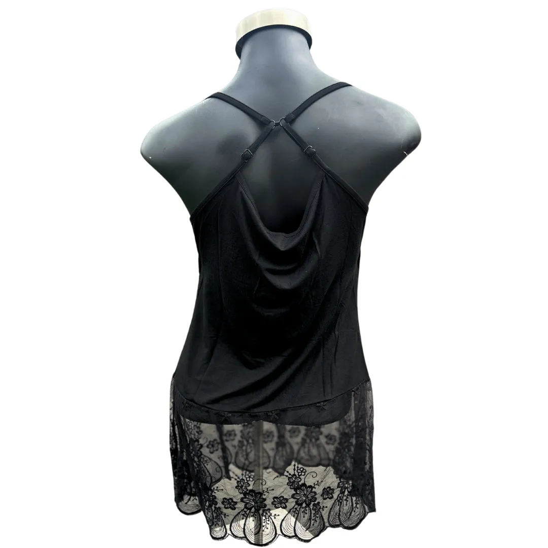 Black Lace Tank Top Extender with Built in Shelf Bra