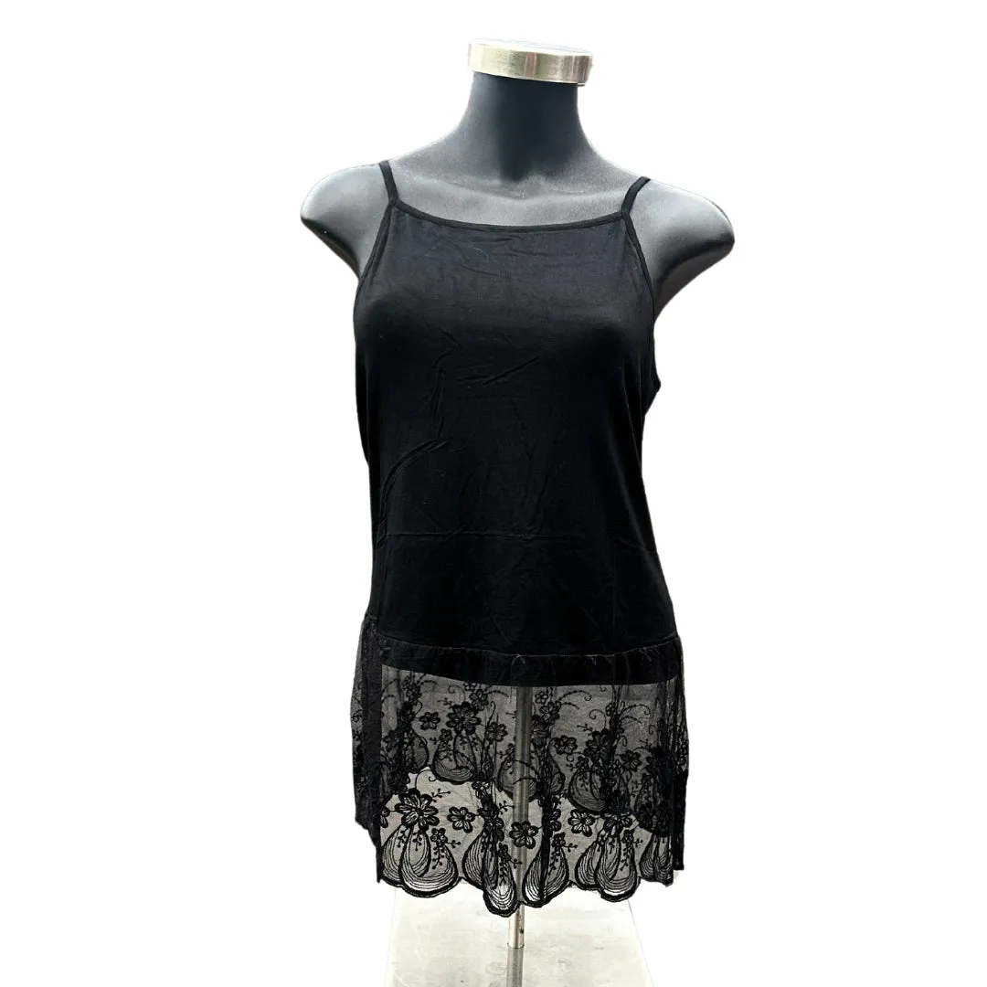 Black Lace Tank Top Extender with Built in Shelf Bra