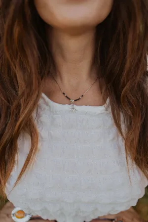 Black   Silver Cowboy Boot Necklace