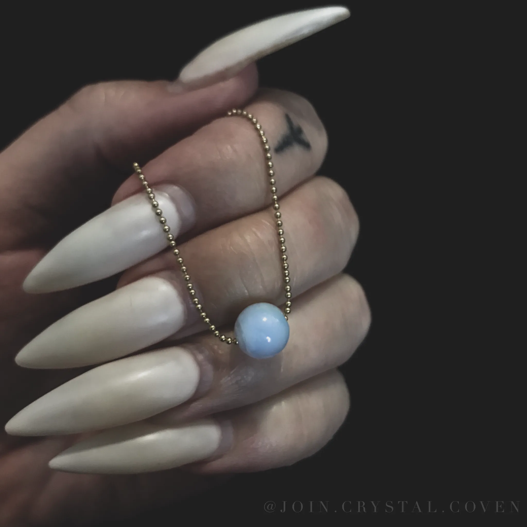 Blue Lace Agate Crystal Ball Necklace