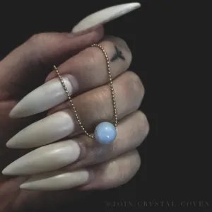 Blue Lace Agate Crystal Ball Necklace
