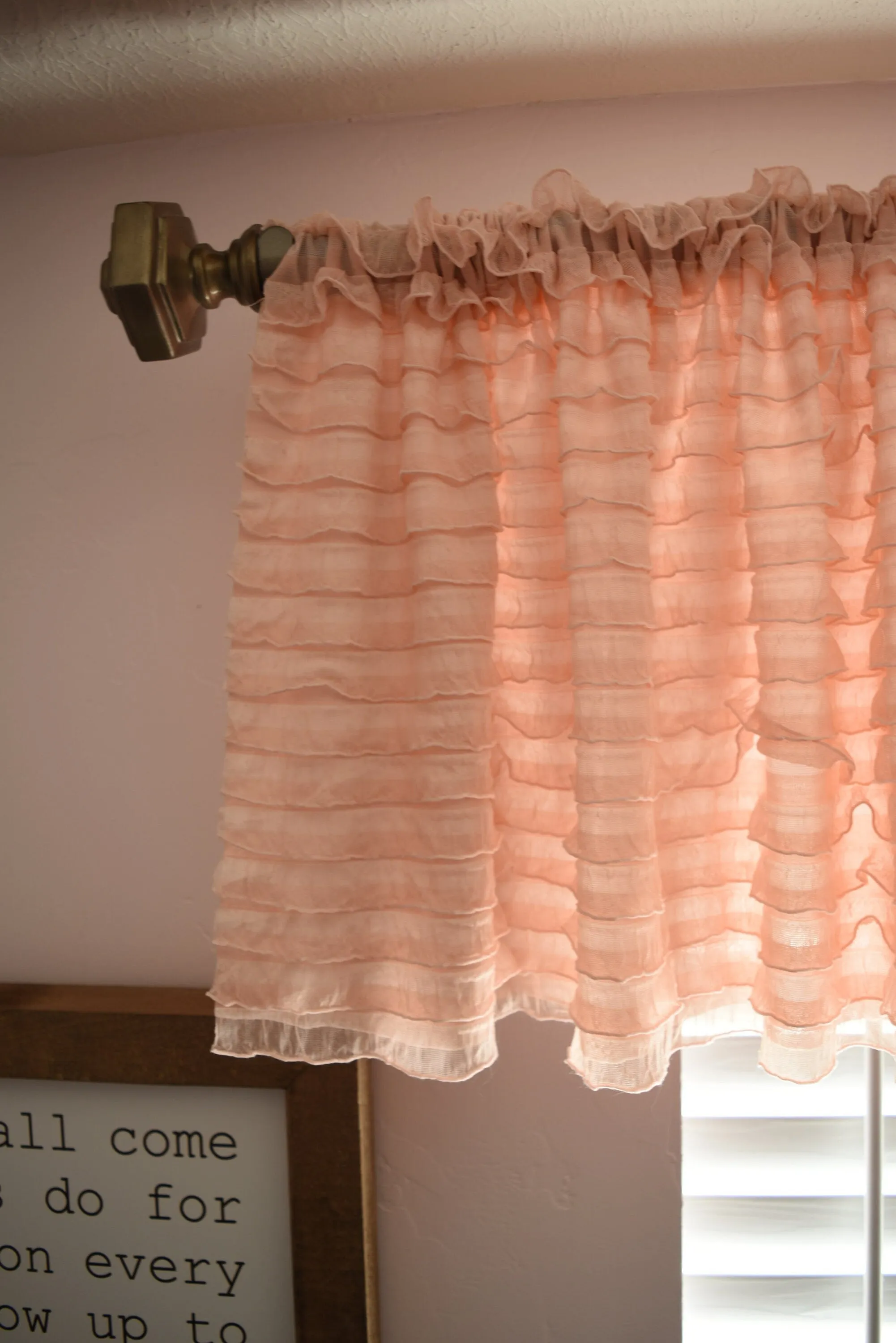 Blush Pink Valance Ruffle Curtain for Home Decor, Bohemian Curtains Valances for Kitchen