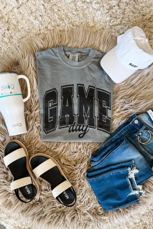 Bold Block Letter Game Day Graphic Tee - Light Grey