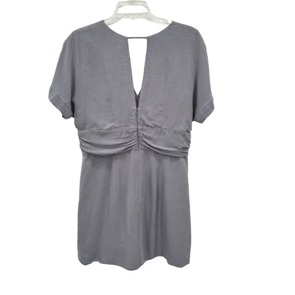 By Anthropologie Faux Wrap Mini Dress Linen blend Size 14 petite‎