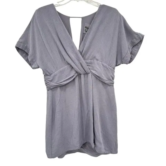 By Anthropologie Faux Wrap Mini Dress Linen blend Size 14 petite‎