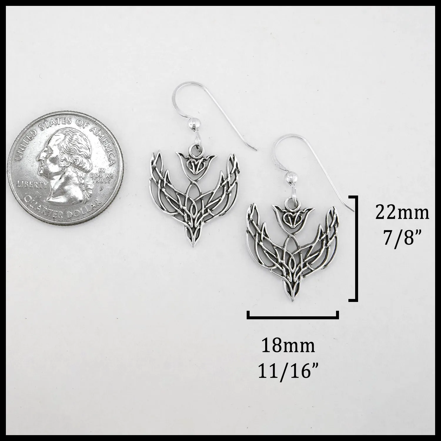 Celtic Dove Drop Earrings in Silver