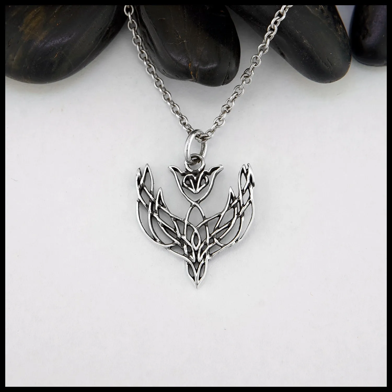 Celtic Dove Pendant and Earring Set in Silver