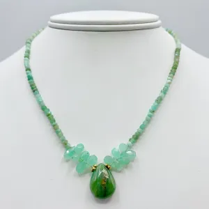 Chrysoprase Briolette and Beaded Necklace