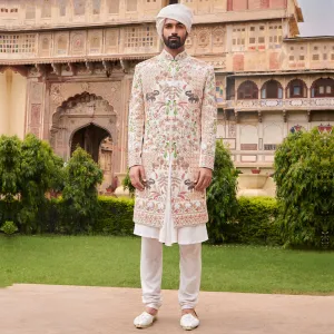 Classic Off-White ThreadWork Dual Sherwani