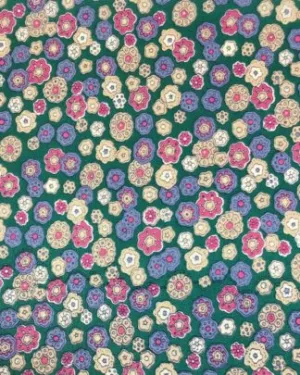 CLSCRFCALICO--GrnFlwrs Scarf Silk Calico - 34"