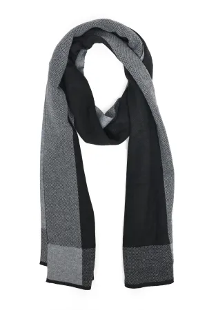 COLOR-BLOCK KNIT SCARF-BLACK