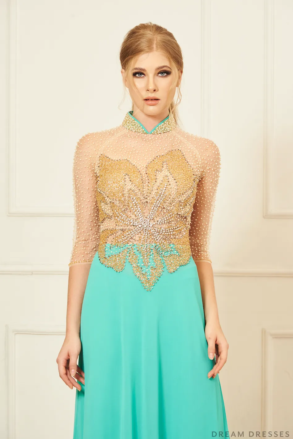Color Block Modern Ao Dai | Vietnamese Bridal Dress (#FAE)