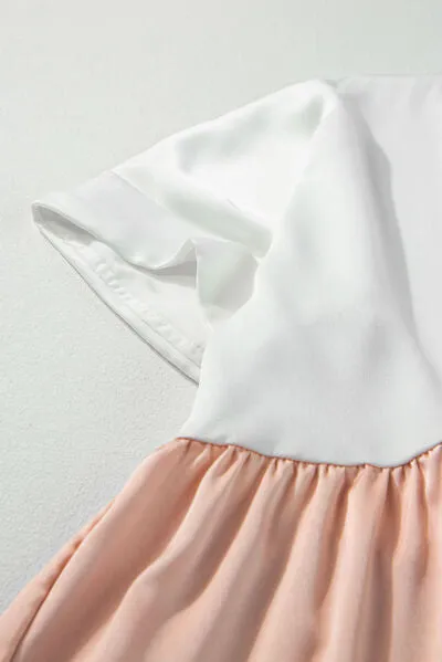 Color Block Short Sleeve Mini Dress