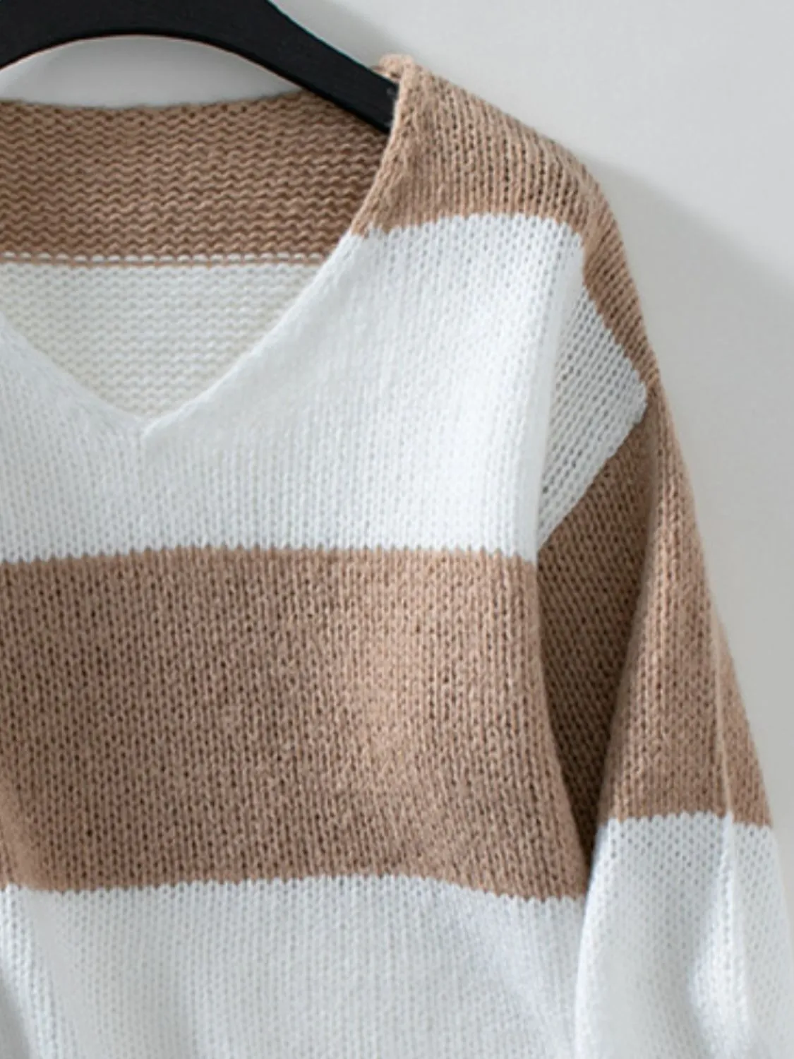 Color Block V-Neck Long Sleeve Sweater (3 Colors)
