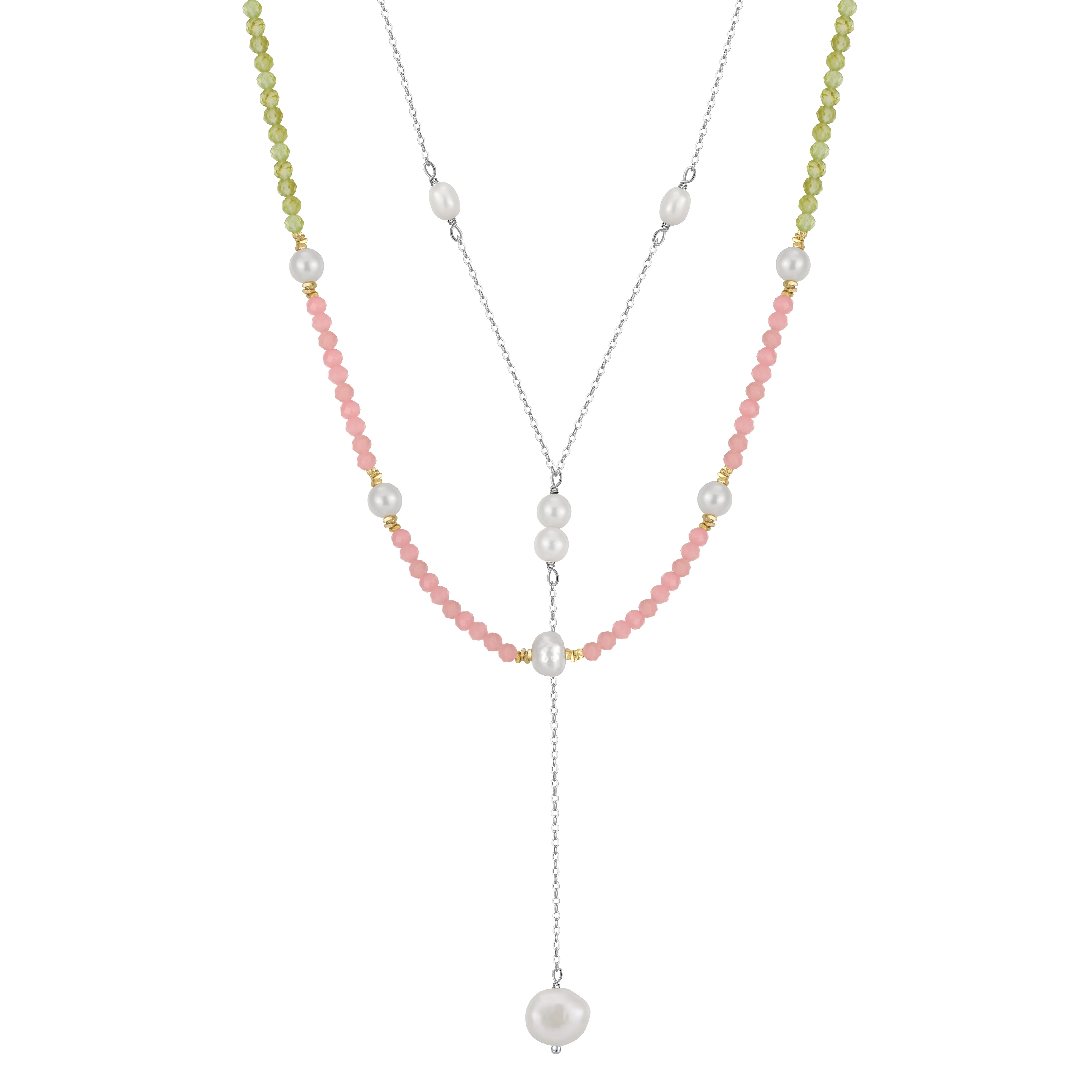 COLOR CRUSH LAYERED DROP PEARL NECKLACE