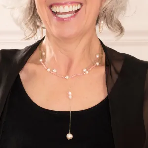 COLOR CRUSH LAYERED DROP PEARL NECKLACE