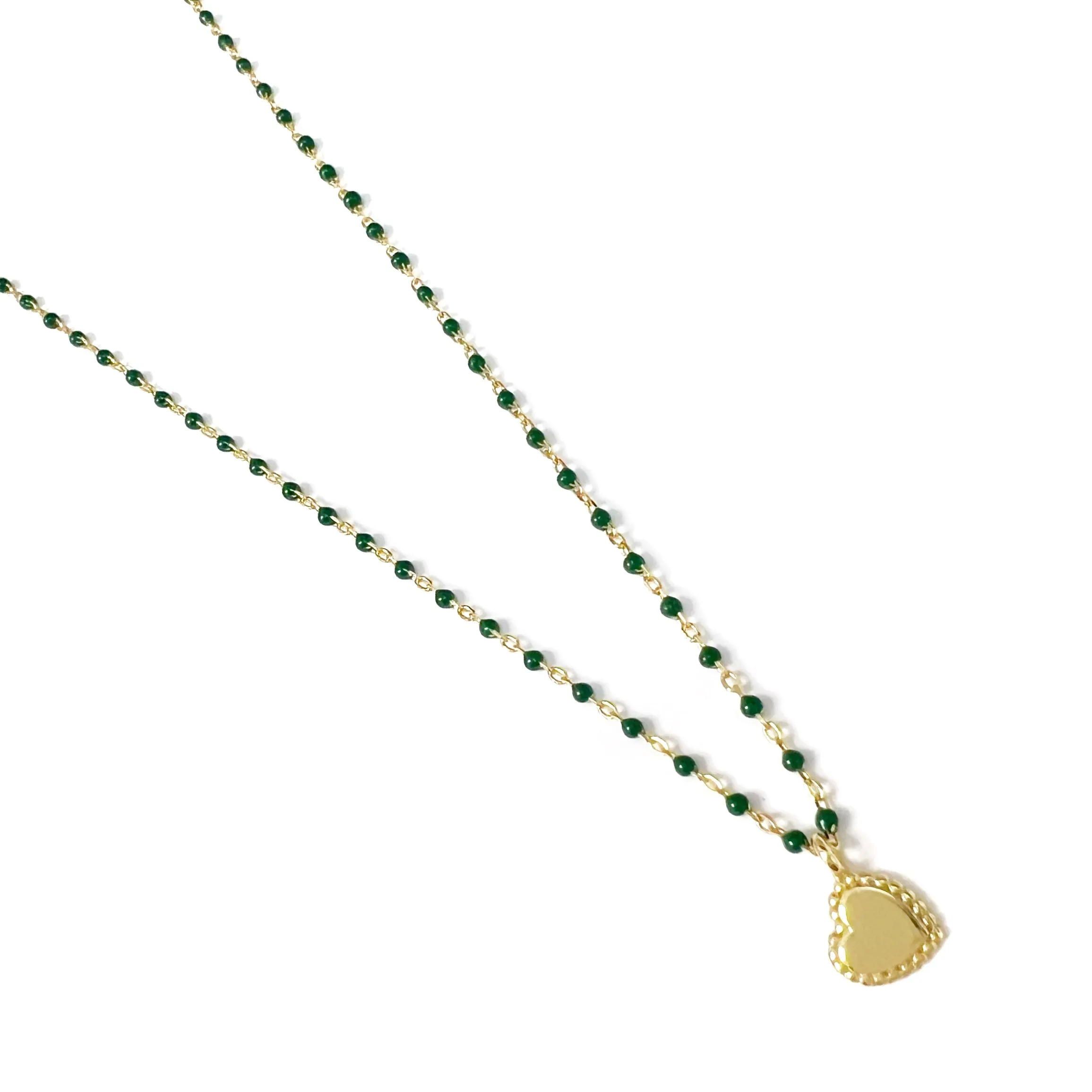 Color Mini Beads Heart Charm Necklace