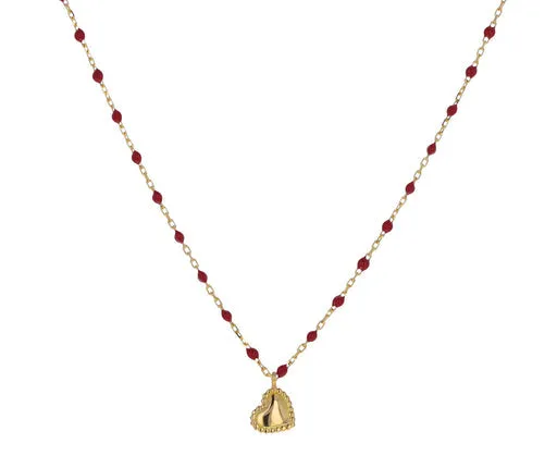 Color Mini Beads Heart Charm Necklace