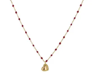 Color Mini Beads Heart Charm Necklace