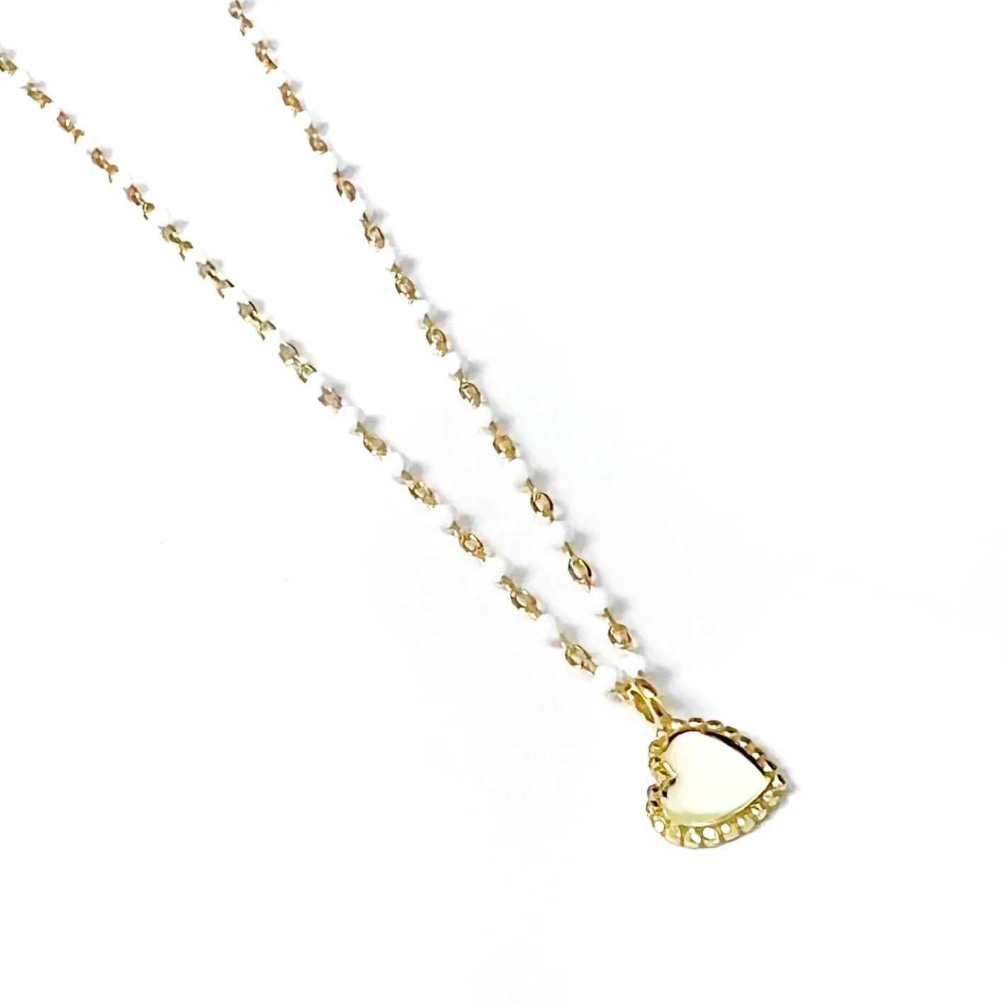 Color Mini Beads Heart Charm Necklace