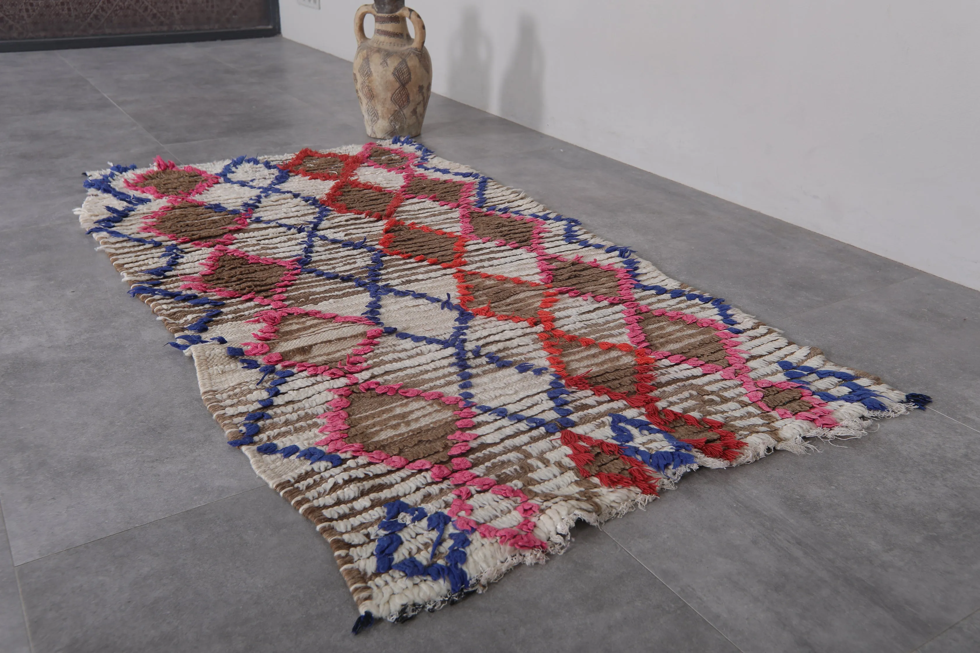 Colorful Moroccan Berber Rug – Handwoven Wool Carpet (3 x 5.8 ft)