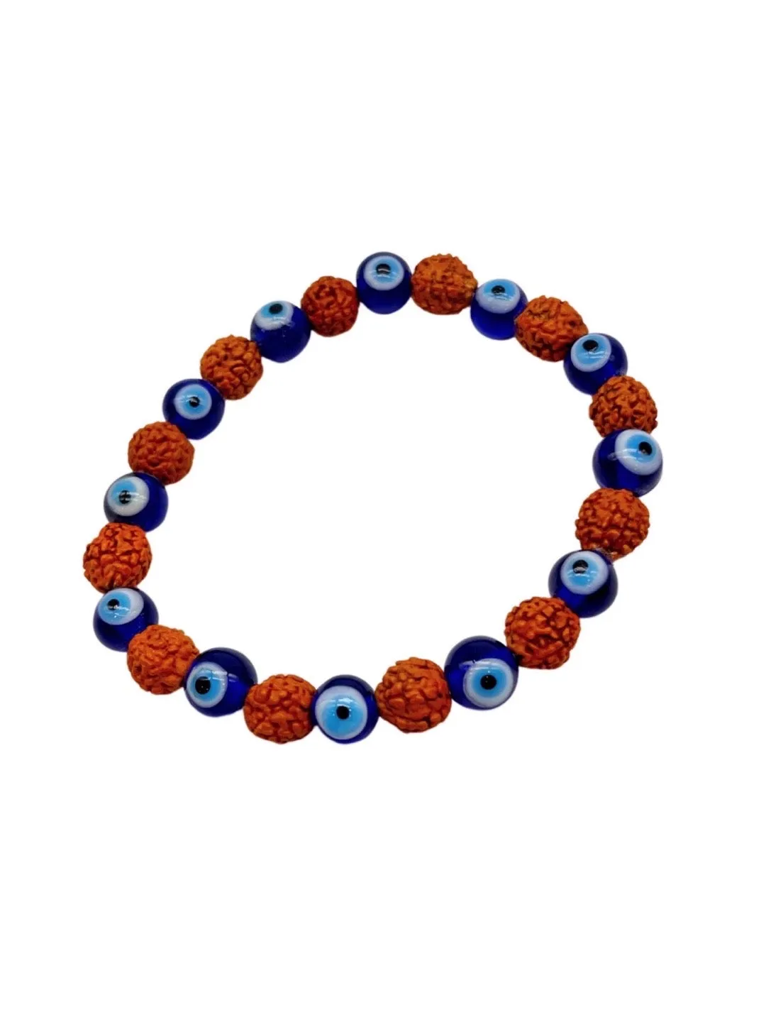 (Combo of 3) Designer Bracelets Beaded With Rudraksha & Evil Eye Charms For Men & Women