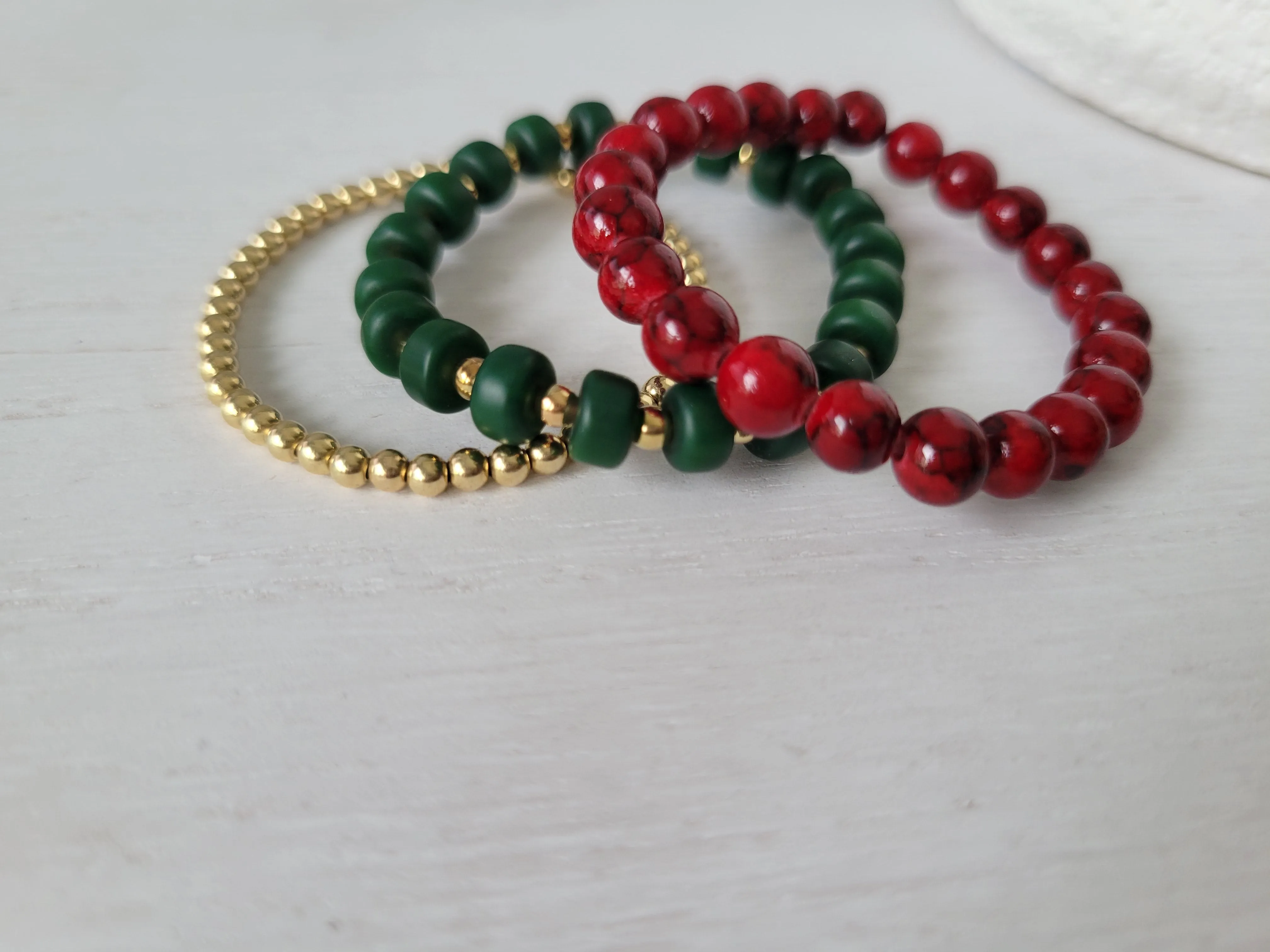 Cranberries & Pine Christmas Bracelet Set - Several Options