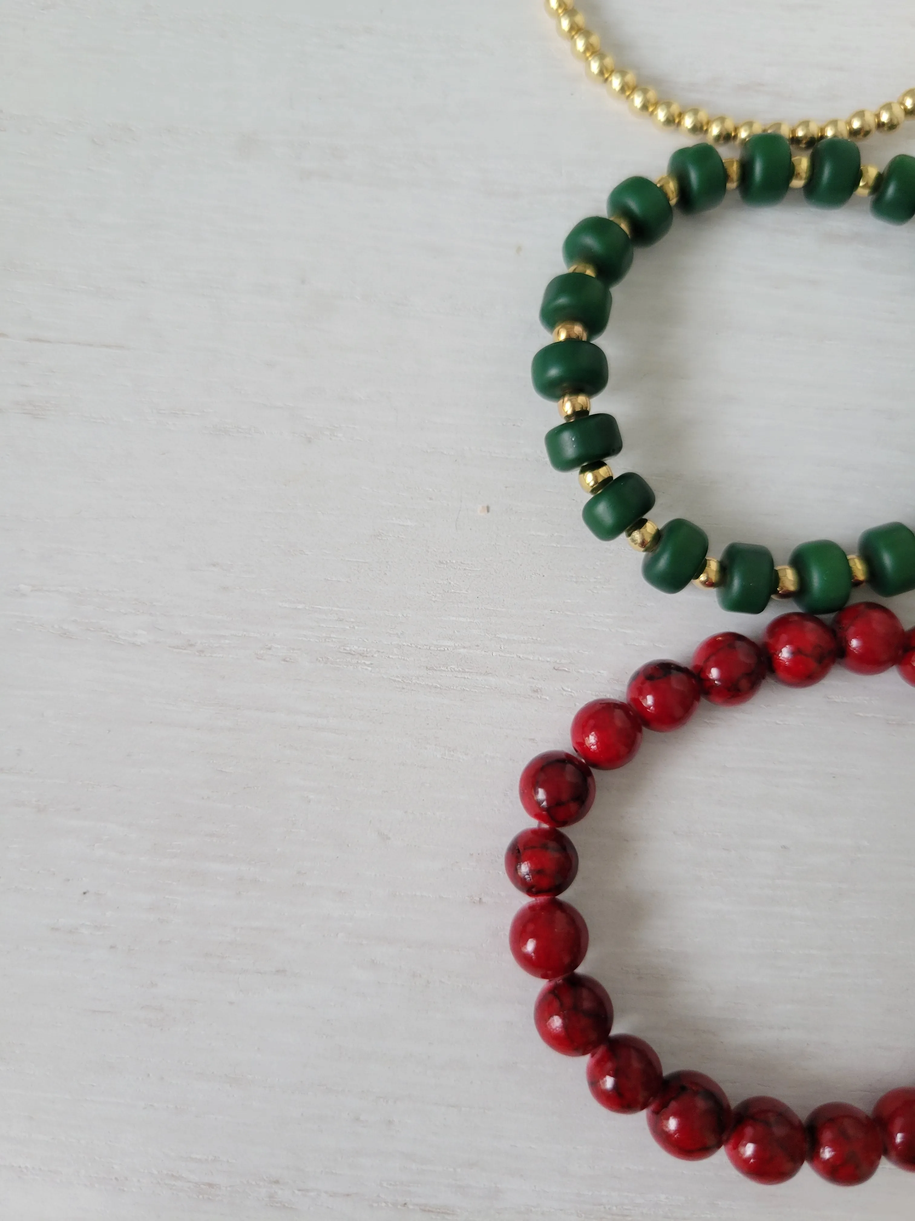 Cranberries & Pine Christmas Bracelet Set - Several Options