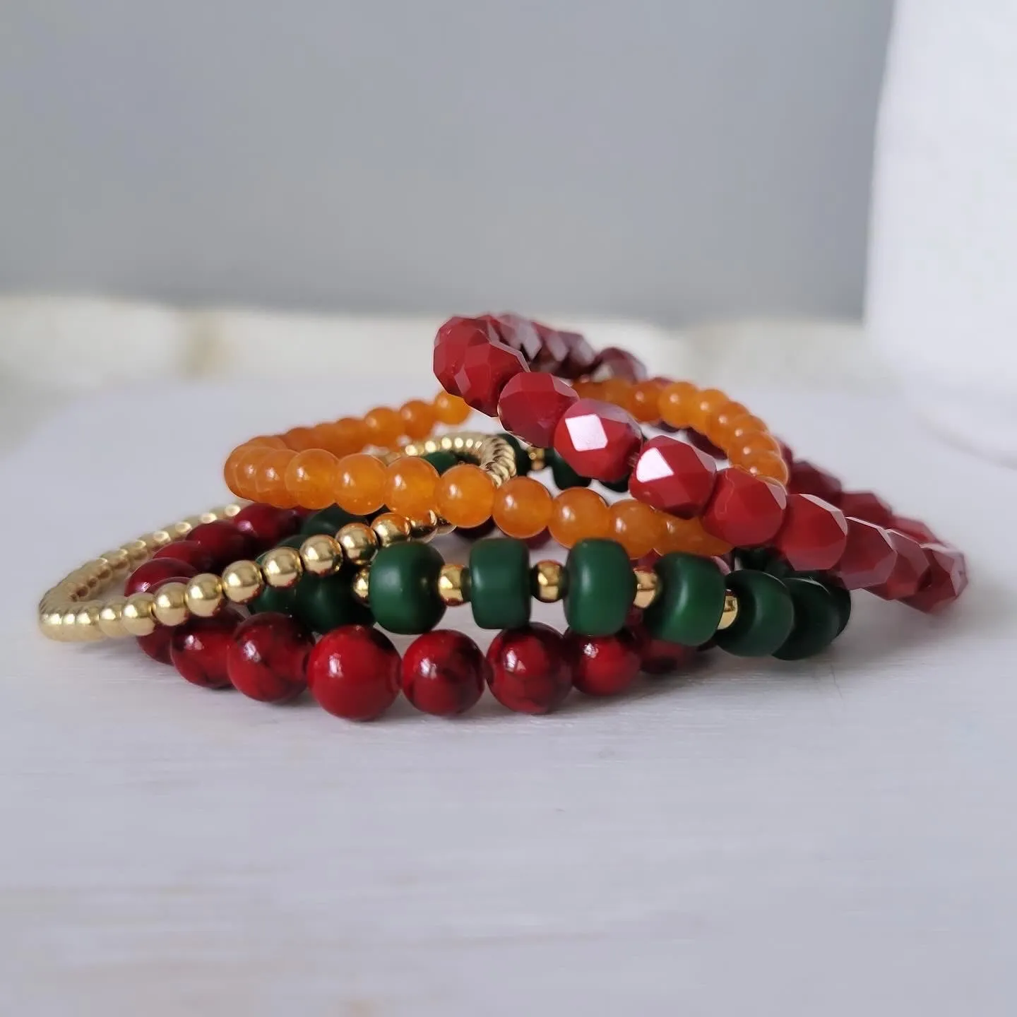 Cranberries & Pine Christmas Bracelet Set - Several Options