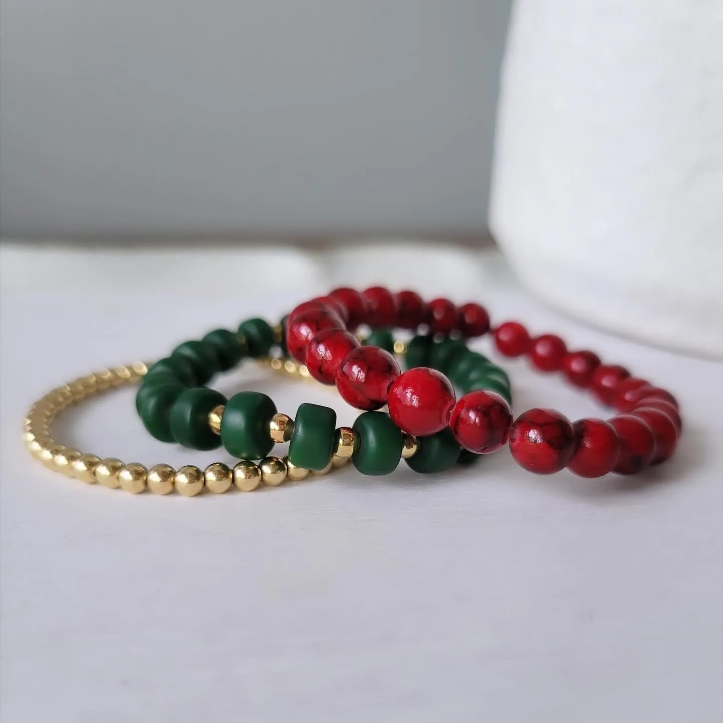 Cranberries & Pine Christmas Bracelet Set - Several Options
