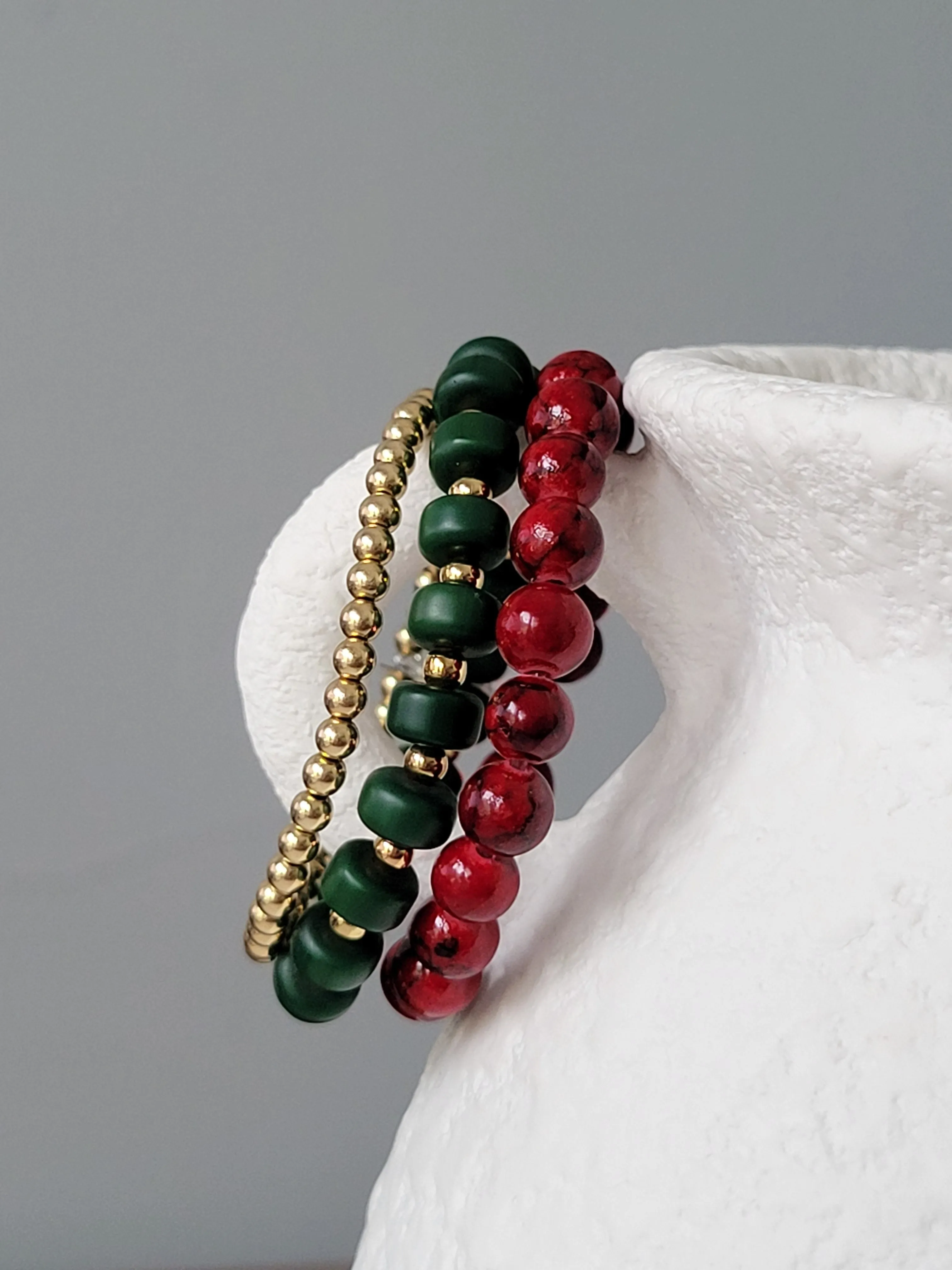 Cranberries & Pine Christmas Bracelet Set - Several Options