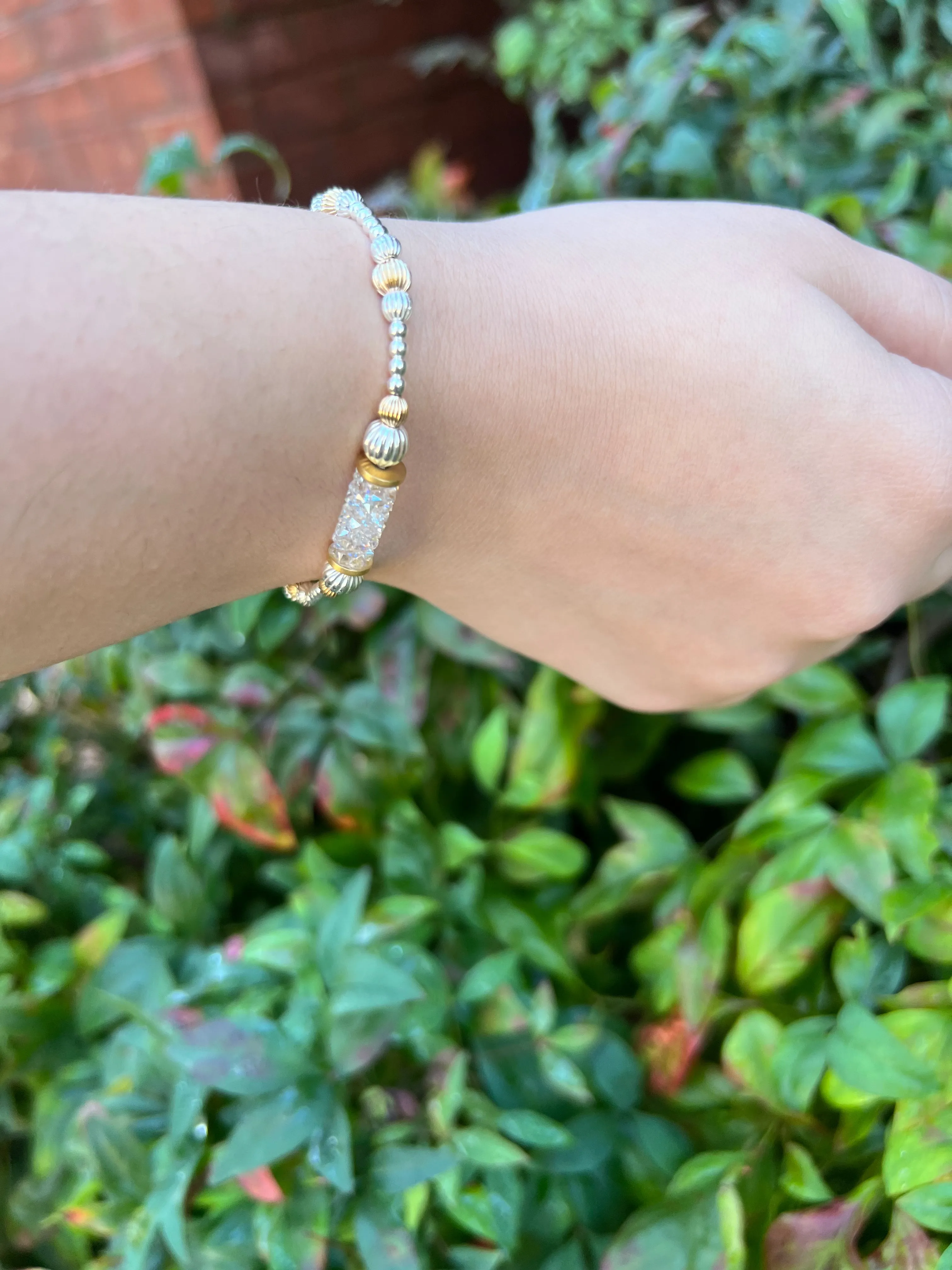 Crystal Bar Beaded Bracelet Moonlight