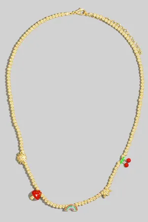 Cute Girly Mixed Charm Gold Beaded Necklace